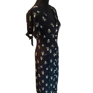 Rouje Black Dress with Floral Accents size 36